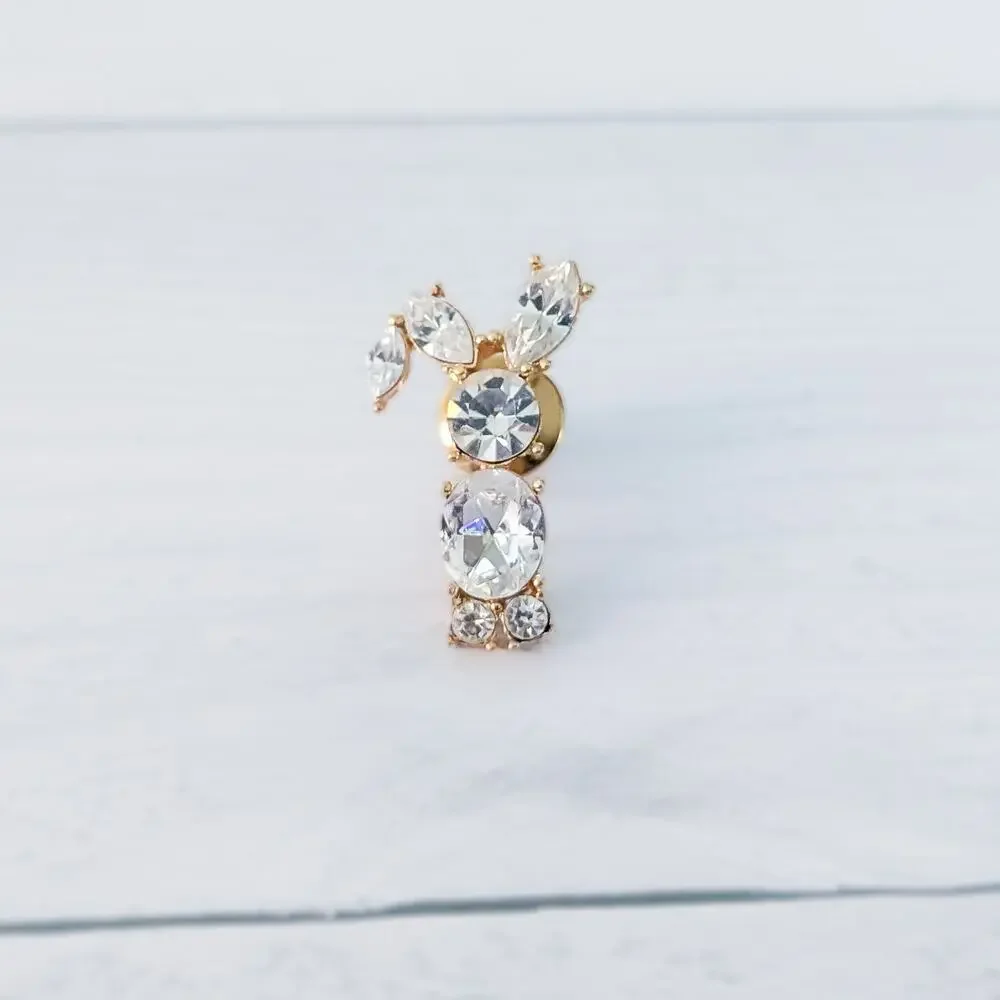 Vintage Brooch / Vintage Pin Cute Bunny Clear Gem